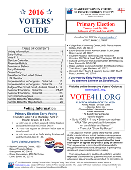 2016 Voters' Guide Vote411.Org