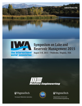 Symposium on Lake and Reservoir Management 2015 August 3-8, 2015 • Pembroke, Virginia, USA IWA Symposium on Lake and Reservoir Management 2015