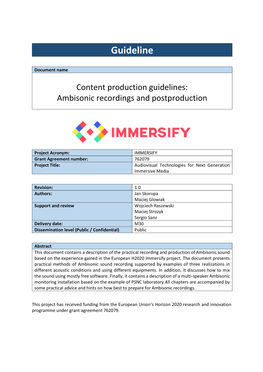 Guideline: Ambisonic Sound Production