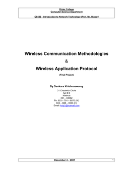 Wireless Communication Methodologies and Wireless Application Protocol