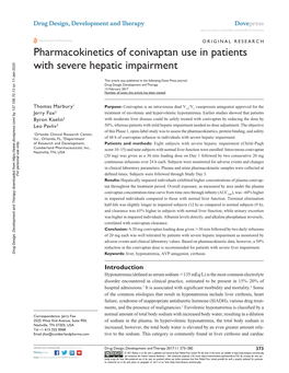 Pharmacokinetics of Conivaptan Use in Patients with Severe Hepatic Impairment