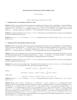 Solution Keys for Math 150 Hw (Spring 2014)