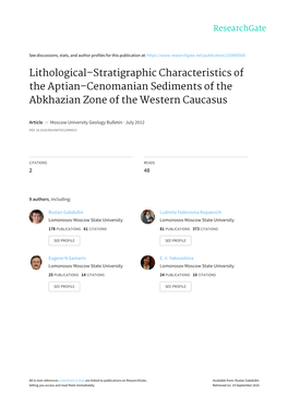 Lithological–Stratigraphic Characteristics of the Aptian–Cenomanian Sediments of the Abkhazian Zone of the Western Caucasus