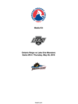 Media Kit Ontario Reign Vs Lake Erie Monsters Game #N-4