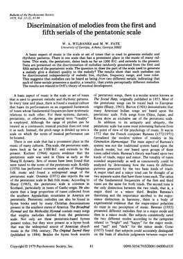 Discrimination of Melodies from the First and Fifth Serials of the Pentatonic Scale