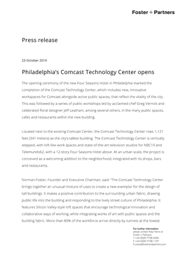 Press Release Philadelphia's Comcast Technology Center Opens