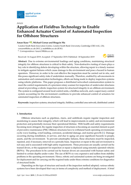 Application of Fieldbus Technology to Enable Enhanced Actuator Control of Automated Inspection for Oﬀshore Structures