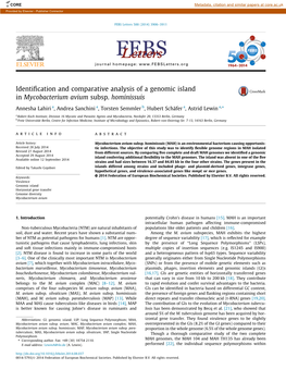 Identification and Comparative Analysis of a Genomic Island in Mycobacterium Avium Subsp. Hominissuis