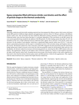 Epoxy Composites Filled with Boron Nitride: Cure Kinetics and the Effect