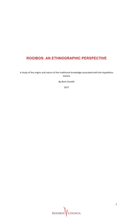 Rooibos: an Ethnographic Perspective