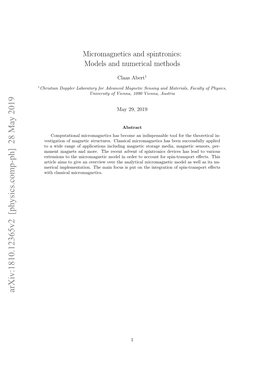 Micromagnetics and Spintronics: Models and Numerical Methods