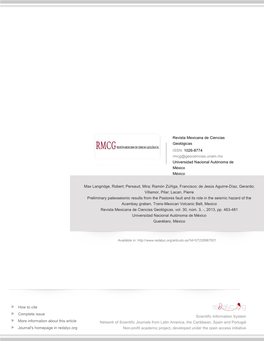 Redalyc.Preliminary Paleoseismic Results from the Pastores Fault And