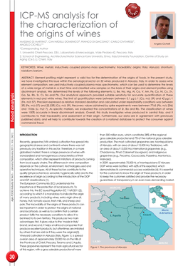 ICP-MS Analysis for the Characterization of the Origins Of