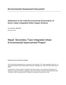 36188-023: Kavre Valley Integrated Water Supply Scheme Initial