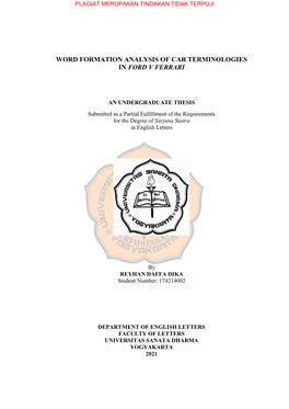 Word Formation Analysis of Car Terminologies in Ford V Ferrari