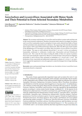 Sarocladium and Lecanicillium Associated with Maize Seeds and Their Potential to Form Selected Secondary Metabolites