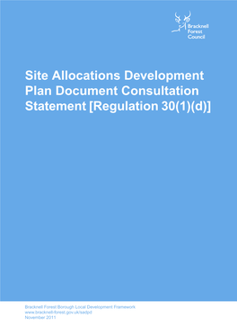 Site Allocations Development Plan Document Consultation Statement [Regulation 30(1)(D)]