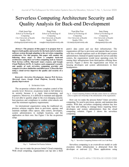 Serverless Computing Architecture Security and Quality Analysis for Back-End Development