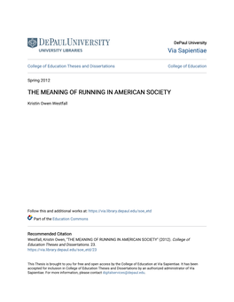 The Meaning of Running in American Society