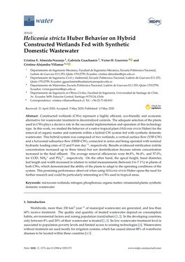 Heliconia Stricta Huber Behavior on Hybrid Constructed Wetlands Fed with Synthetic Domestic Wastewater