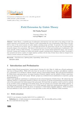 Field Extension by Galois Theory