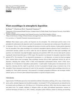 Plant Assemblages in Atmospheric Deposition