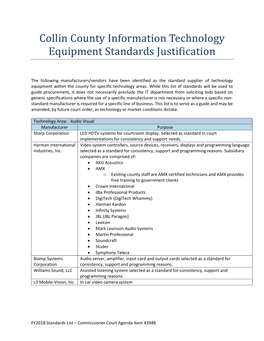 Collin County Information Technology Equipment Standards Justification