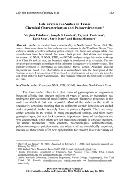 Late Cretaceous Amber in Texas: Chemical Characterization and Paleoenvironment1