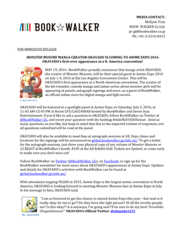 Meilyne Tran BOOK WALKER Co.Ltd. Pr-Gl@Bookwalker.Co.Jp Ph: +81-3-5216-8312