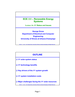 ECE 333 – Renewable Energy Systems OUTLINE