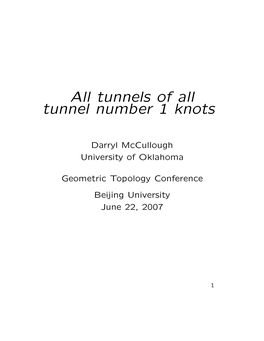 Tunnels of All Tunnel Number 1 Knots