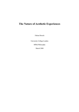 The Nature of Aesthetic Experiences