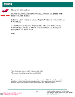 Chapter OA (Oil Analyses) IDENTIFICATION AND