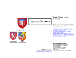 Seigneurs De Beynes