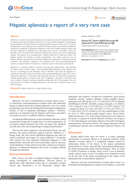 Hepatic Splenosis: a Report of a Very Rare Case