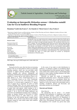 Evaluating an Interspecific Helianthus Annuus × Helianthus Nuttallii Line for Use in Sunflower Breeding Program