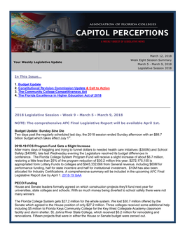 Capitol Perceptions Is Compiled Weekly During the Florida Legislative Session and Distributed to AFC Members