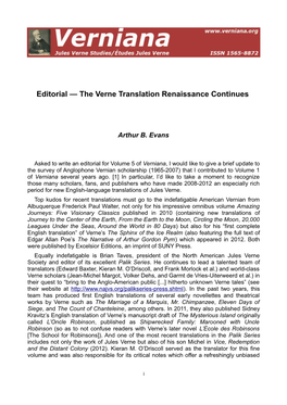 Editorial — the Verne Translation Renaissance Continues