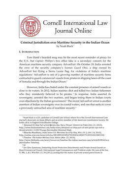 Criminal Jurisdiction Over Maritime Security in the Indian Ocean by Noah Black*