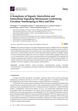 Intercellular and Intracellular Signaling Mechanisms Underlying Circadian Timekeeping in Mice and Flies