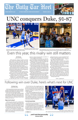 UNC Conquers Duke, 91-87