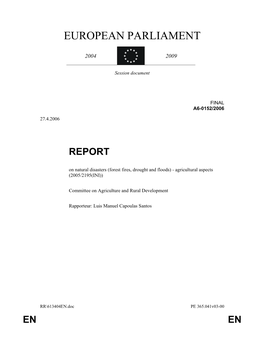 European Parliament Report on Natural Disasters