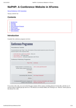 Nophp: a Conference Website in Xforms
