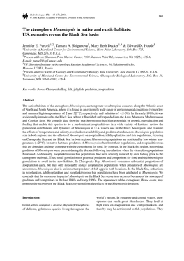 The Ctenophore Mnemiopsis in Native and Exotic Habitats: U.S. Estuaries Versus the Black Sea Basin