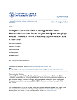 Touro Scholar Changes in Expression of the Autophagy-Related Genes