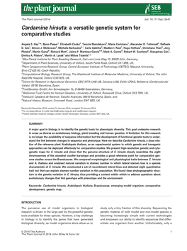 Cardamine Hirsuta: a Versatile Genetic System for Comparative Studies