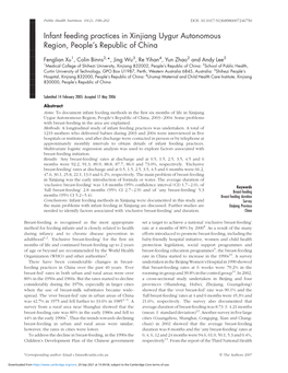 Infant Feeding Practices in Xinjiang Uygur Autonomous Region, People’S Republic of China