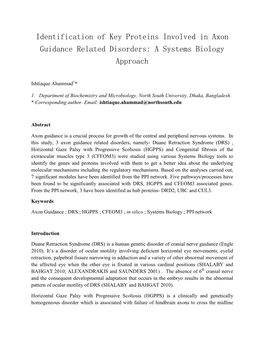 Identification of Key Proteins Involved in Axon Guidance Related Disorders: a Systems Biology Approach