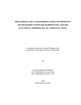 The Hydrostatics and Hydrodynamics of Prominent Heteromorph Ammonoid Morphotypes and the Functional Morphology of Ammonitic Septa