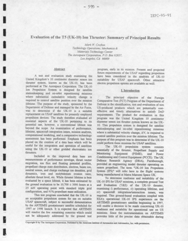 Evaluation of the T5 (UK-10) Ion Thruster: Summary of Principal Results